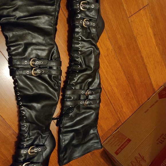 Black Bebe Over-The-Knee Stiletto Boots Women's size 7 - Picture 2 of 15